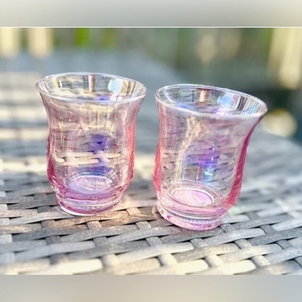 Pink Pearlescent Glass Votive Tea Light Candle Holder Set FREE CANDLES!​​​ - Picture 3 of 7